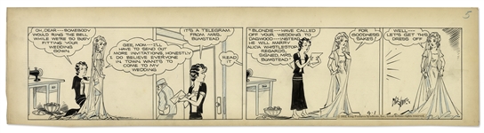 Chic Young Hand-Drawn Blondie Comic Strip From 1932 Titled Not A Fitting Costume -- Blondie Gets Fitted in Her Wedding Dress