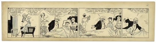 Chic Young Hand-Drawn Blondie Comic Strip From 1932 Titled A Receptive Customer -- Dagwood Suffers From a Broken Heart After His Parents Call Off His Wedding to Blondie