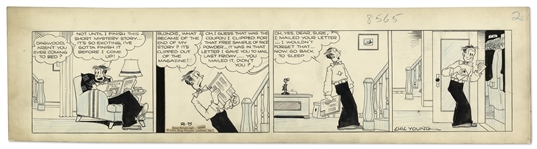 Chic Young Hand-Drawn Blondie Comic Strip From 1935 Titled Post Script