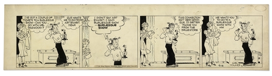 Chic Young Hand-Drawn Blondie Comic Strip From 1938 Titled Mind-Reader