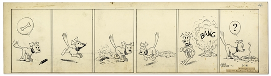 Chic Young Hand-Drawn Blondie Comic Strip From 1940 Titled A Bone To Pick With Somebody -- July 4th Firecracker Strip