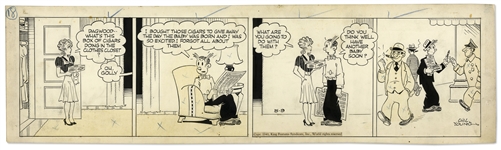 Chic Young Hand-Drawn Blondie Comic Strip From 1941 Titled Scented With Tar Paper!