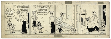 Chic Young Hand-Drawn Blondie Comic Strip From 1944 Titled Indoor Sport!