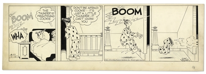 Chic Young Hand-Drawn Blondie Comic Strip From 1944 Titled Keep Your Shirt On, Cookie!
