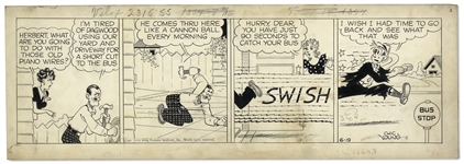 Chic Young Hand-Drawn Blondie Comic Strip From 1944 Titled Its The Aerialist In Him!