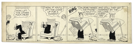 Chic Young Hand-Drawn Blondie Comic Strip From 1944 Titled Resigned Ownership -- Dagwood Breaks the Fourth Wall in This Funny Strip