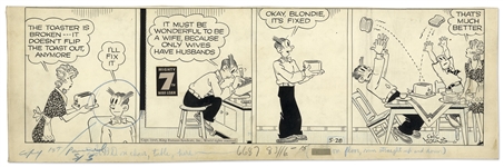 Chic Young Hand-Drawn Blondie Comic Strip From 1945 Titled Mr. Fixit!
