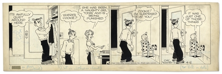 Chic Young Hand-Drawn Blondie Comic Strip From 1946 Titled Growing Pains!
