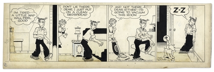 Chic Young Hand-Drawn Blondie Comic Strip From 1946 Titled Standing Room Only