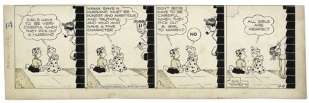 Chic Young Hand-Drawn Blondie Comic Strip From 1947 Titled The Womans Angle