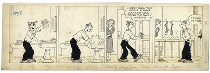 Chic Young Hand-Drawn Blondie Comic Strip From 1949 Titled Much Ado About Nothing