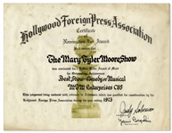 Golden Globe Nomination in 1973 for Best Show for The Mary Tyler Moore Show