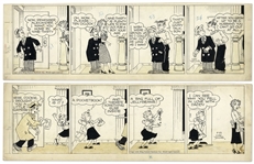 2 Chic Young Hand-Drawn Blondie Comic Strips From 1950 Titled Just Between Fellers and The Candy Kid