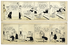 2 Chic Young Hand-Drawn Blondie Comic Strips From 1950 Titled A Reformer Reformed and Aged In The Wool