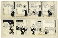 2 Chic Young Hand-Drawn Blondie Comic Strips From 1951 Titled Talking To Himself! and There Ought To Be A Gadget!