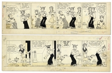 2 Chic Young Hand-Drawn Blondie Comic Strips From 1951 Titled Butterer-Upper! and How About Boiled?