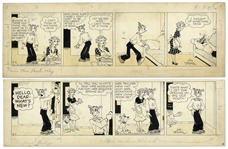 2 Chic Young Hand-Drawn Blondie Comic Strips From 1952 Titled Just Like a Woman and The Old, Old Story