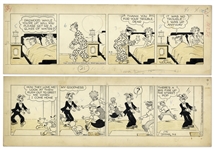 2 Chic Young Hand-Drawn Blondie Comic Strips From 1953
