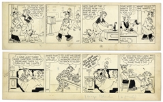 2 Chic Young Hand-Drawn Blondie Comic Strips From 1953 & 1954 Titled It Must Have Been Something He Ate and Lets Ask Her
