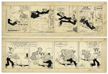 2 Chic Young Hand-Drawn Blondie Comic Strips From 1954