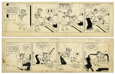 2 Chic Young Hand-Drawn Blondie Comic Strips From 1954