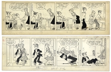 2 Chic Young Hand-Drawn Blondie Comic Strips From 1955 & 1956