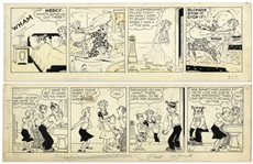 2 Chic Young Hand-Drawn Blondie Comic Strips From 1956 & 1957