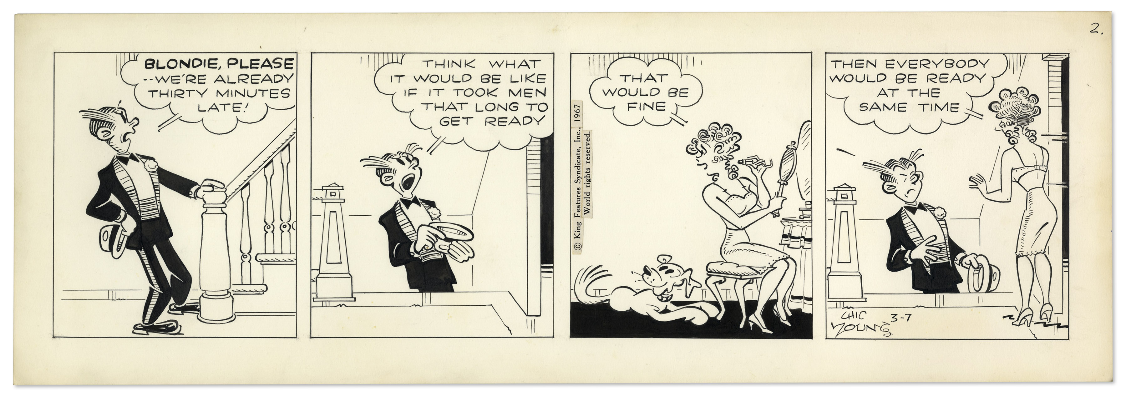 2 Chic Young Hand-Drawn ''Blondie'' Comic Strips From 1...