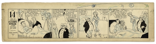 Chic Young Hand-Drawn Blondie Comic Strip From 1933 Titled Fickle Female -- Day 14 of Dagwoods Hunger Strike!