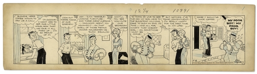Chic Young Hand-Drawn Blondie Comic Strip From 1933 Titled A Cheerful Lil Earful