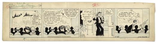 Chic Young Hand-Drawn Blondie Comic Strip From 1934 Titled Dearest Enemy