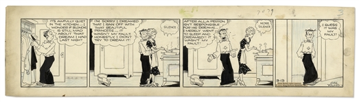 Chic Young Hand-Drawn Blondie Comic Strip From 1935 Titled Insomnia, Where Is Thy Sting?