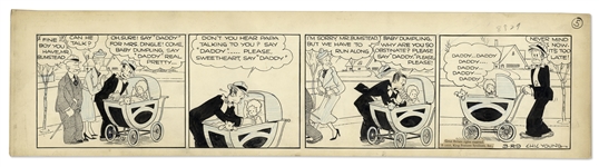 Chic Young Hand-Drawn Blondie Comic Strip From 1935 Titled A Watched Kettle