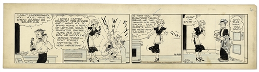 Chic Young Hand-Drawn Blondie Comic Strip From 1935 Titled Thats The Way it Sounded
