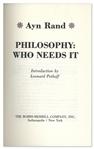 First Printing of Ayn Rand's ''Philosophy: Who Needs It?''