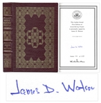 James D. Watson Avoid Boring People  Signed Book -- Bound in Leather With 22kt Gold Detailing