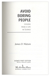 James D. Watson ''Avoid Boring People''  Signed Book -- Bound in Leather With 22kt Gold Detailing