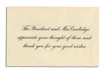 Calvin Coolidge Thank You Card -- Lot Also Includes Diplomatic Invitations