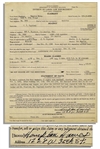 Jazz Musician Hampton Hawes Files a Claim for Wages Not Paid in 1946 -- Signed Hampton Hawes
