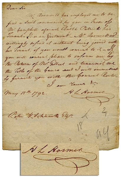 18th Century New York Letter Regarding the Roosevelt Family -- Early Document of America's Famous Family