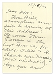 Author Harper Lee Autograph Letter Signed -- With Mention of Lee's Worsening Macular Degeneration -- ''...can't see, drat it...''