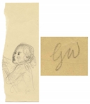 Garth Williams Preliminary Pencil Sketch of a Tearful Fern for Page 2 of Charlottes Web -- Initialed by the Artist
