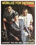WWII Red Cross Poster -- Mobilize For Defense -- Featuring Norman Rockwell Art