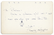 Journalist Dorothy Kilgallen Adds a Sketch to Her Signed Autograph Note