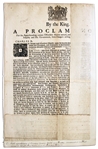 Broadside Issued by King Charles II Calling on His Subjects to Act as Bounty Hunters -- 1678