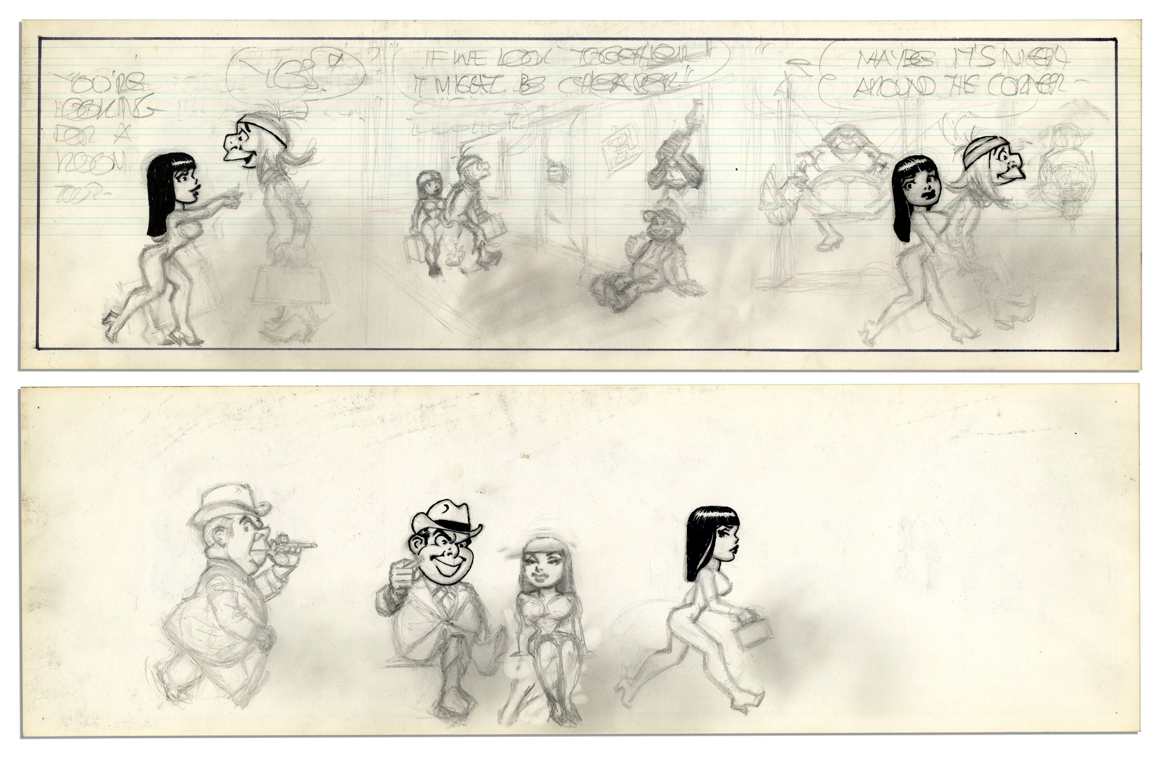 Lot Detail - ''Li'l Abner'' Unfinished Comic Strip by Al Capp in Pencil