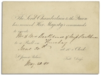 Invitation to a Royal Ball Held at King William IV & Adelaides St. James Palace