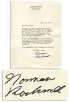 Norman Rockwell Typed Letter Signed -- ...I am very sorry but I have had to make a rule not to have visitors at my studio...