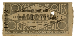 Ernest Hemingway's Own Bullfighting Ticket From 29 June 1959 -- From the ''Plaza Toros Monumental'' in Barcelona, Spain -- Hemingway Wrote About the Bullfights of 1959 in His Final Book