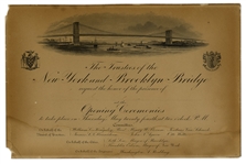 1883 Invitation to the Brooklyn Bridge Opening Ceremonies